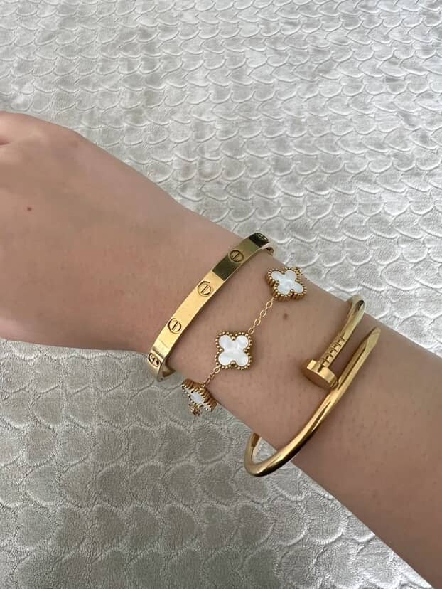 3-in-1 Luxury Bracelet Set (Love Bangle - Nail Bangle - Clover Chain)