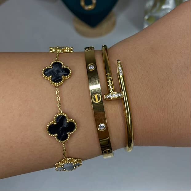 3-in-1 Luxury Bracelet Set (Love Bangle - Nail Bangle - Clover Chain)