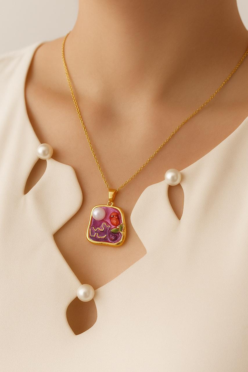 Elegant Handmade Resin Pendant Necklace with Pearl Accent – DIAERA Jewelry