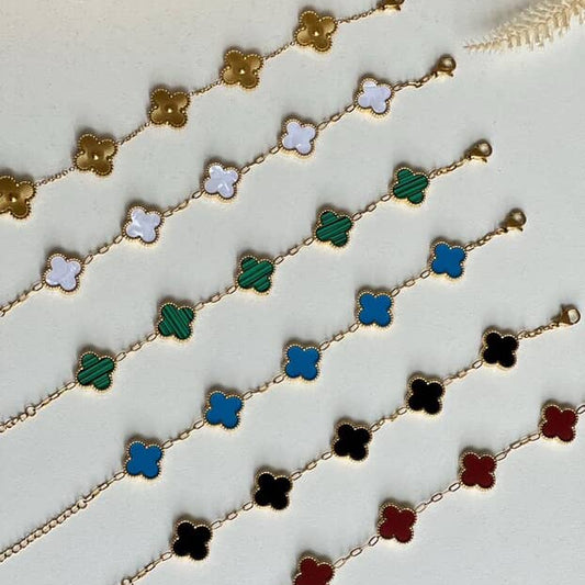 Diaera | Trendy Multi-Color Clover leef Stainless Steel Bracelets