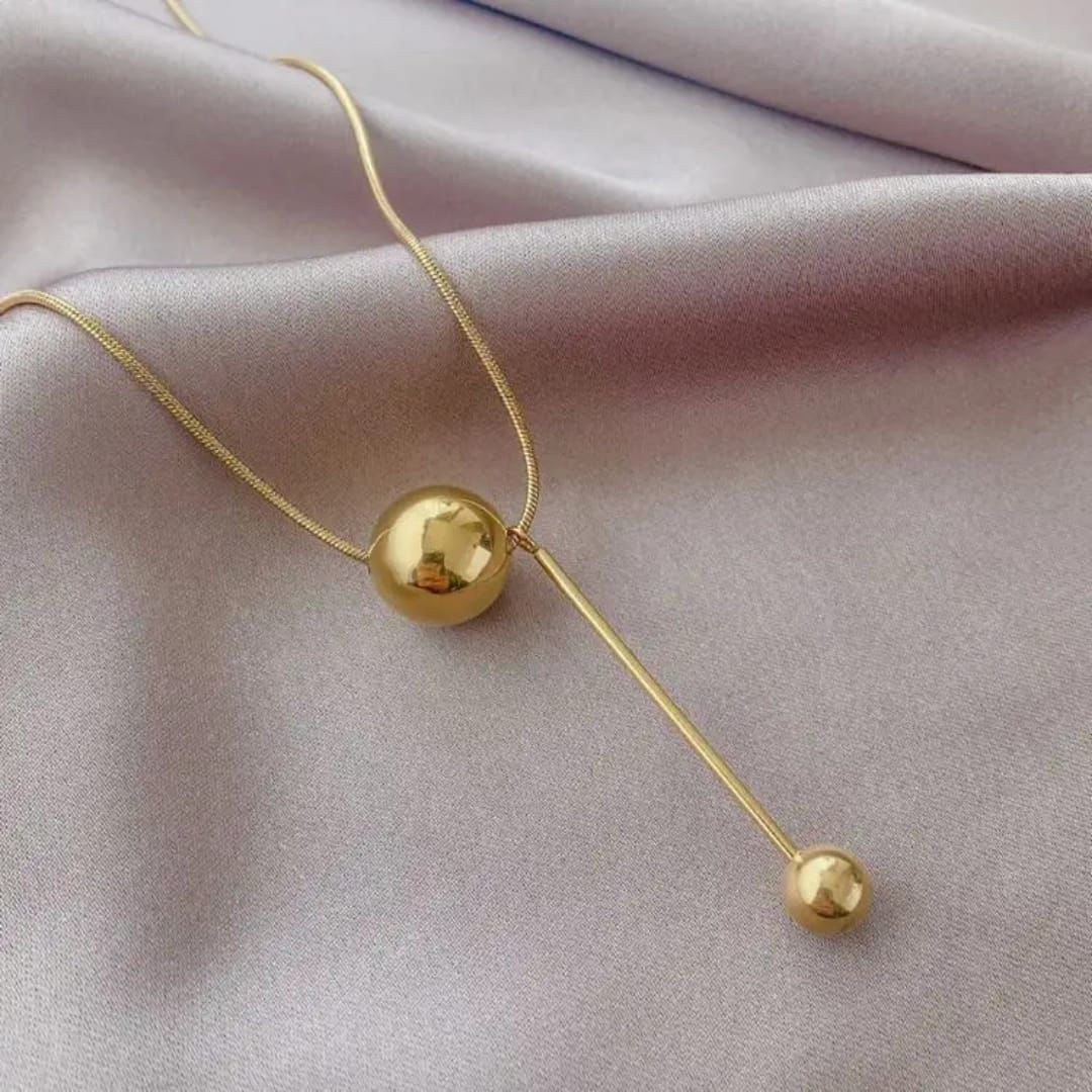 DIAERA | Modern Gold Orb Pendant Necklace – Minimalist Statement Jewelry