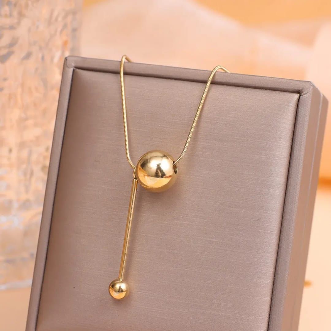 DIAERA | Modern Gold Orb Pendant Necklace – Minimalist Statement Jewelry