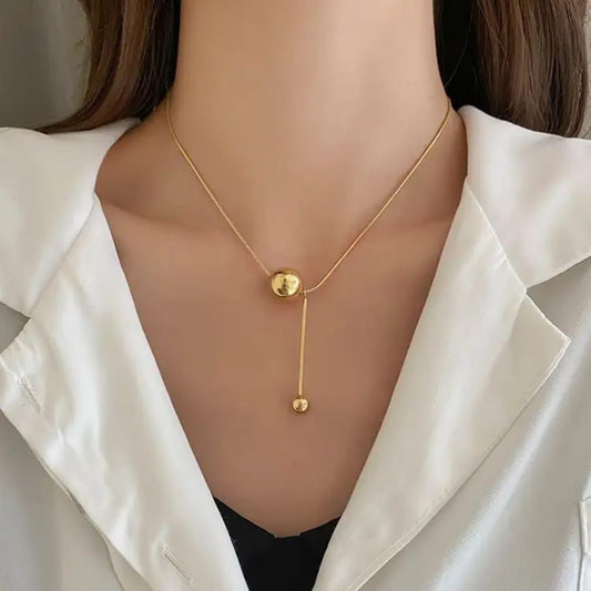 DIAERA | Modern Gold Orb Pendant Necklace – Minimalist Statement Jewelry