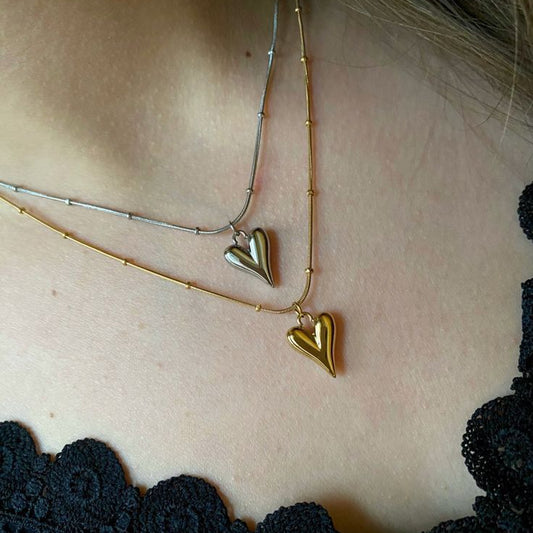 DIAERA | Hearts in Harmony –Dual-Tone Pendant Necklace (Gold & Silver)